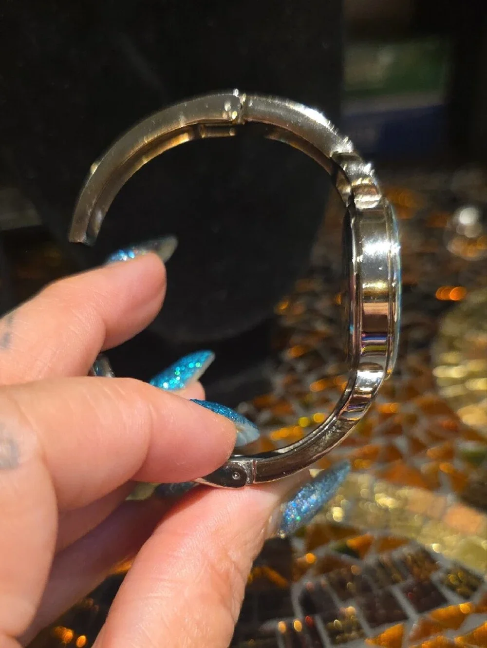 Liz Claiborne Turquoise and Light Blue Striped Women's Watch